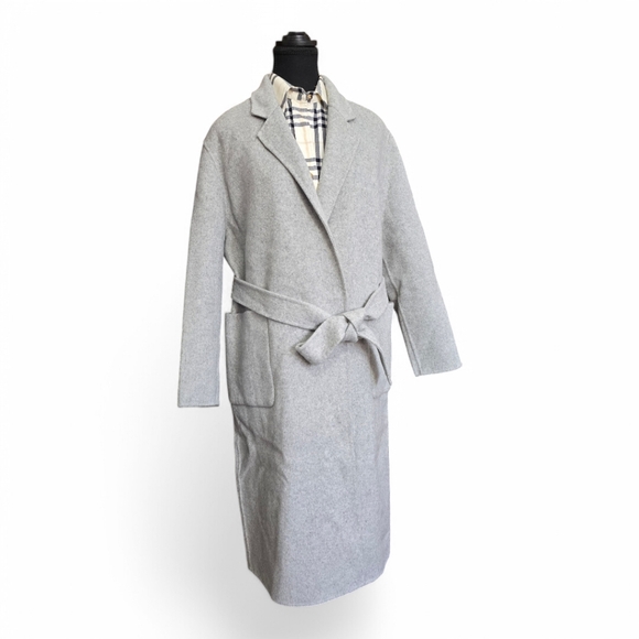 Affordable Fashion Finds Jackets & Blazers - Gray Women's Belted Handmade Wool Coat